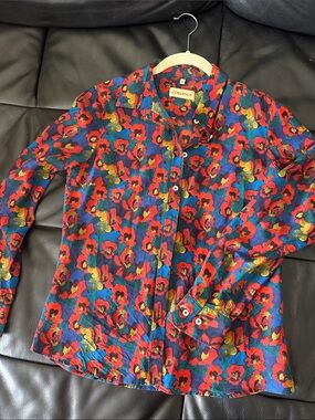 Cordings London floral silk button up blouse
